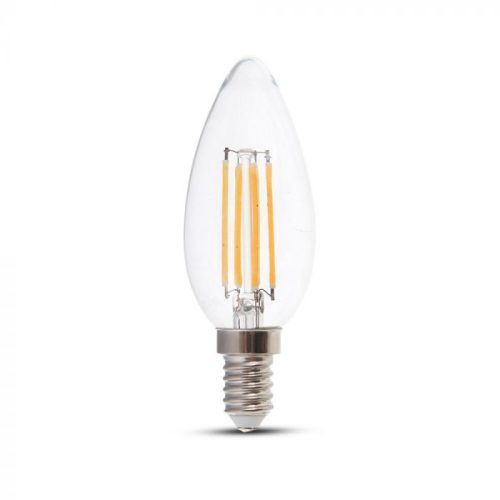 V-TAC Átlátszó LED izzó filament COG  E14 C35 6W 130lm/w 6000K gyertya - 212850