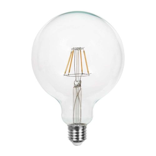 V-TAC Átlátszó LED izzó filament COG  E27 G125 6W 3000K - 214304