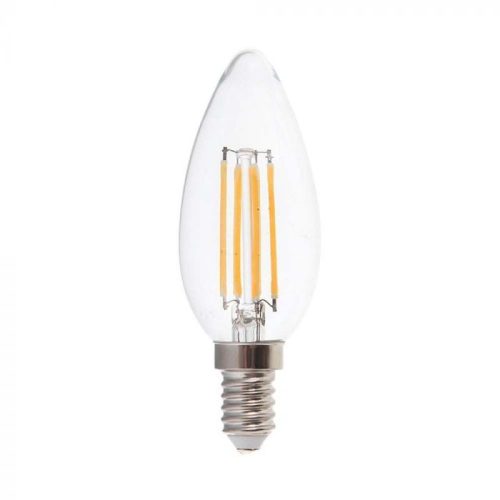 V-TAC Átlátszó LED izzó filament COG  E14 C35 6W 3000K gyertya - 217423