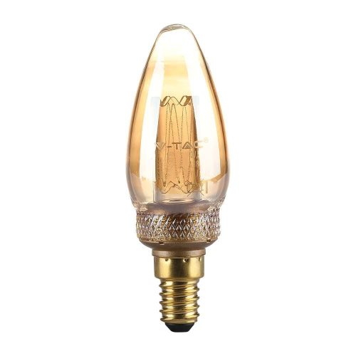 V-TAC Borostyán LED izzó filament COG  E14 C35 2W 1800K gyertya - 217472