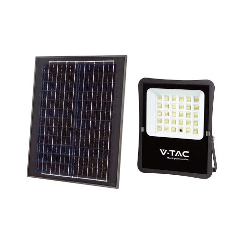 V-TAC 20W LED napelemes (SOLAR) reflektor távirányítóval 120° 6400K fekete házas  - 6970